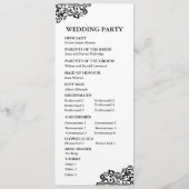 Zwart-wit kant huwelijksprogramma programmakaart (Achterkant)