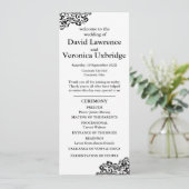 Zwart-wit kant huwelijksprogramma programmakaart (Staand voorkant)