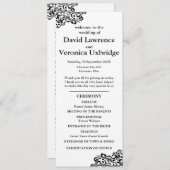 Zwart-wit kant huwelijksprogramma programmakaart (Voorkant / Achterkant)