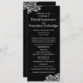 Zwart-wit kant huwelijksprogramma programmakaart (Voorkant / Achterkant)