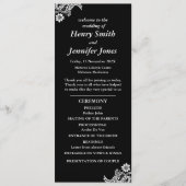 Zwart-wit kant huwelijksprogramma programmakaart (Voorkant)