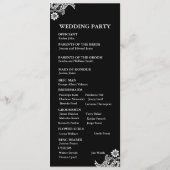 Zwart-wit kant huwelijksprogramma programmakaart (Achterkant)