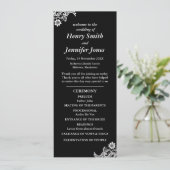 Zwart-wit kant huwelijksprogramma programmakaart (Staand voorkant)