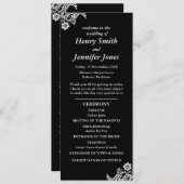 Zwart-wit kant huwelijksprogramma programmakaart (Voorkant / Achterkant)