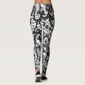 Zwart-wit Kant Leggings OPVALLEN (Achterkant)