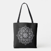 Zwart & Wit Kant Mandala Circle Design Tote Bag (Achterkant)