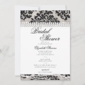 Zwart-wit Kant Parels Damask Vrijgezellenfeest Kaart (Voorkant)