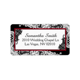 Zwart Wit Kant Rood Accenten Bruiloft Labels
