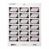 Zwart Wit Kant Rood Accenten Bruiloft Labels (Full Sheet)