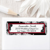 Zwart Wit Kant Rood AccentenBruiloft Labels (Insitu)