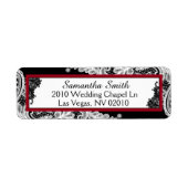 Zwart Wit Kant Rood AccentenBruiloft Labels (Voorkant)