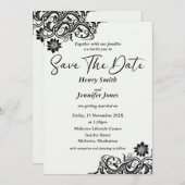 Zwart-wit kant Save The Date Invitation Kaart (Voorkant / Achterkant)