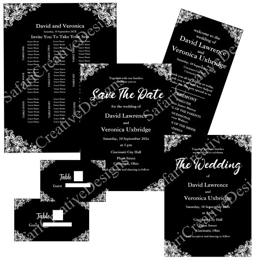 Zwart-wit kant Save The Date Invitation Kaart