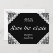 Zwart & Wit Kant Sla de datum op Briefkaart (Voorkant / Achterkant)