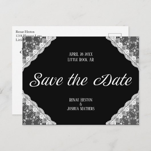 Zwart & Wit Kant Sla de datum op Briefkaart (Voorkant / Achterkant)