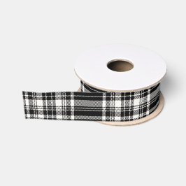 Zwart-wit kariert grosgrain lint