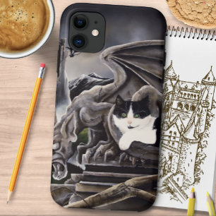 Zwart Wit Kasteel Gargoyle Case-Mate iPhone Case