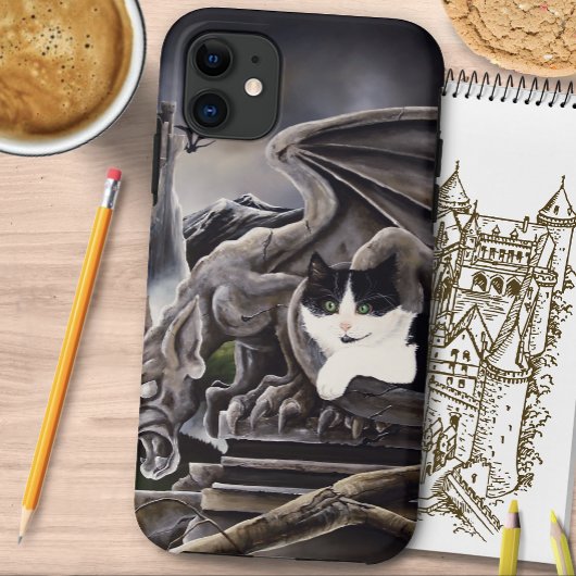Zwart Wit Kasteel Gargoyle Case-Mate iPhone Case
