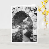 Zwart-wit kasteelboog blanco wenskaart kaart (Gele Bloem)