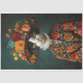 Zwart-wit Kat Bloemen Decoupage Tissuepapier (Voorkant)
