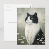 Zwart-wit kat Briefkaart (Voorkant / Achterkant)