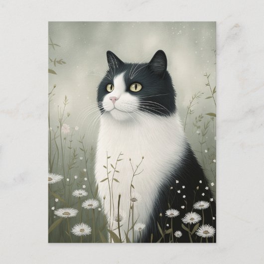 Zwart-wit kat Briefkaart (Voorkant)