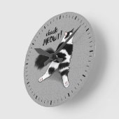 Zwart-wit kat check Meowt Funny Ronde Klok (Hoek)