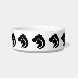 Zwart-wit kat en hond voerbakje