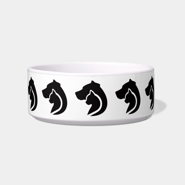 Zwart-wit kat en hond voerbakje (Voorkant)