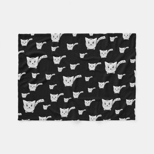 Zwart-wit Kat Fleece Deken (Voorkant (Horizontaal))