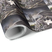 Zwart Wit Kat Gargoyle Cadeaupapier (Rol Hoek)