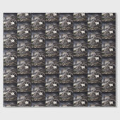 Zwart Wit Kat Gargoyle Cadeaupapier (Vlak)