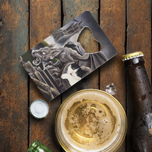 Zwart Wit Kat Gargoyle Creditkaart Flessenopener