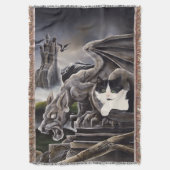 Zwart Wit Kat Gargoyle Deken (Voorkant Verticaal)