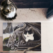 Zwart Wit Kat Gargoyle Deurmat
