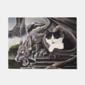Zwart Wit Kat Gargoyle Deurmat (Voorkant)