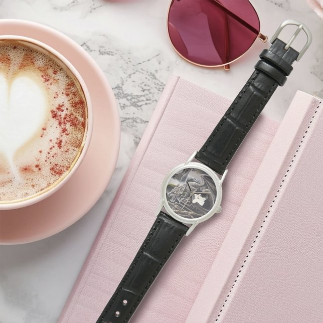 Zwart Wit Kat Gargoyle Horloge (Creator heeft geüpload)