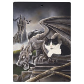 Zwart Wit Kat Gargoyle Klembord (Achterkant)