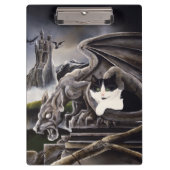 Zwart Wit Kat Gargoyle Klembord (Voorkant)