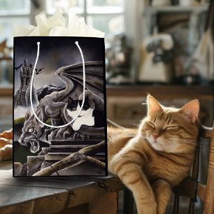 Zwart Wit Kat Gargoyle Medium Cadeauzakje