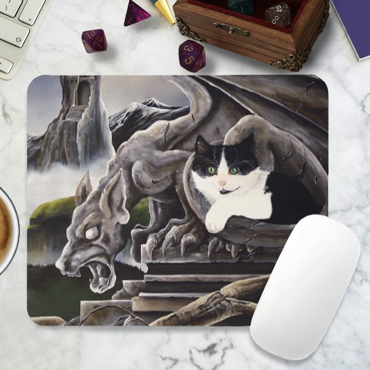 Zwart Wit Kat Gargoyle Muismat