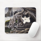 Zwart Wit Kat Gargoyle Muismat (Met muis)