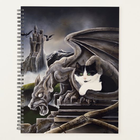 Zwart Wit Kat Gargoyle Planner (Voorkant)