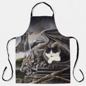 Zwart Wit Kat Gargoyle Schort (Voorkant)
