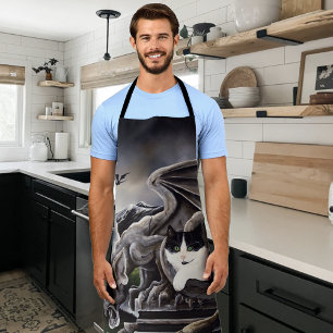 Zwart Wit Kat Gargoyle Schort