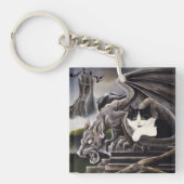 Zwart Wit Kat Gargoyle Sleutelhanger (Voorkant)