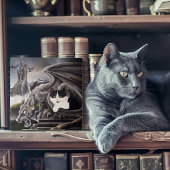 Zwart Wit Kat Gargoyle Tegeltje