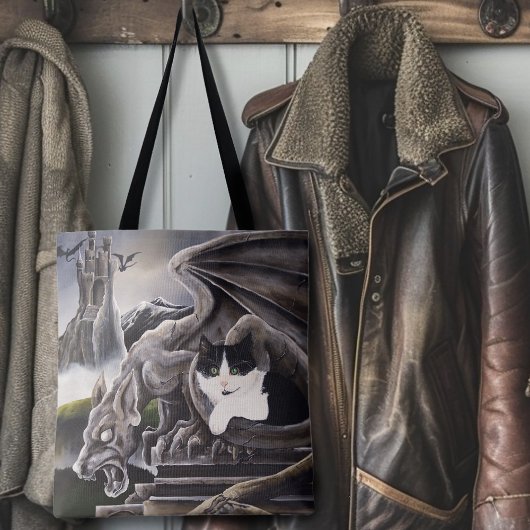 Zwart Wit Kat Gargoyle Tote Bag