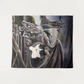 Zwart Wit Kat Gargoyle Wandkleed (Voorkant (horizontaal))