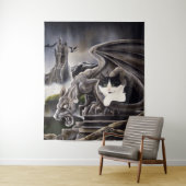 Zwart Wit Kat Gargoyle Wandkleed (In situ)